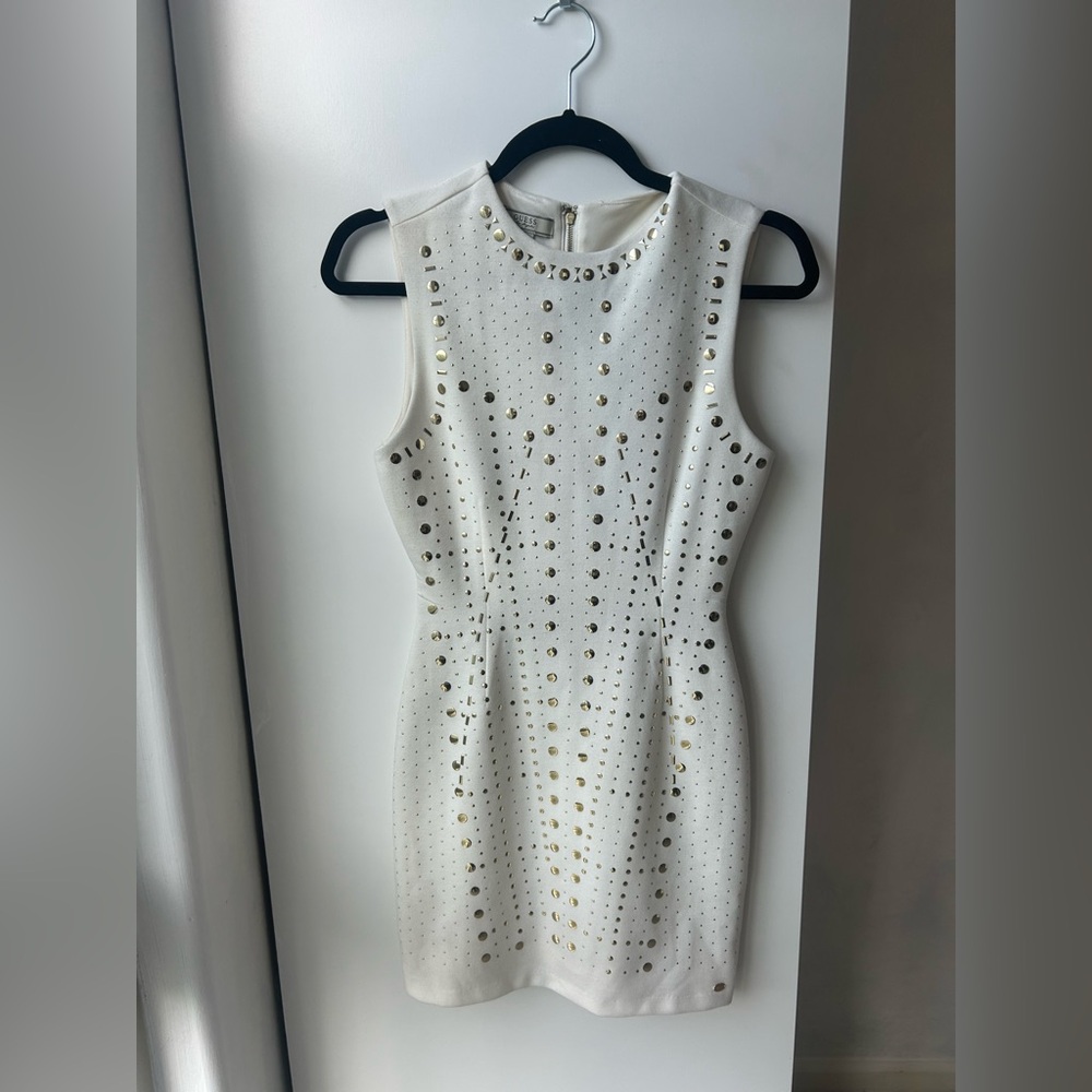 Guess White Dress with Gold Accents